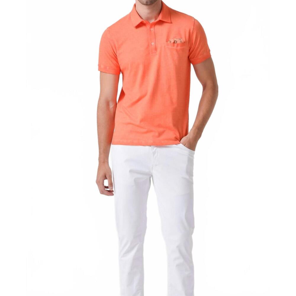NEW PLOUMANAC'H brighton pique cotton polo in papaya